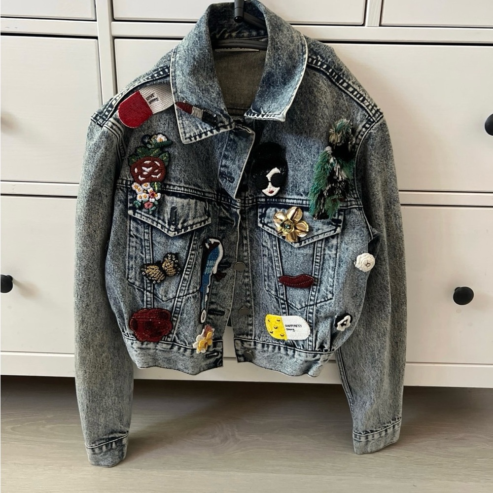 Alice + Olivia Denim Blue Pin Jacket